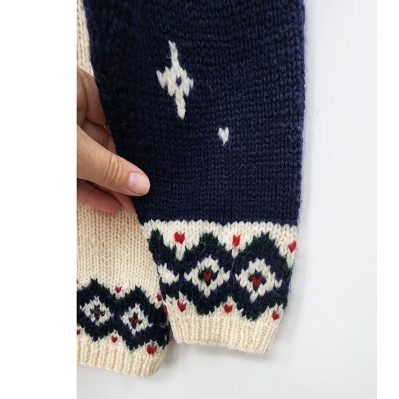 Lauren Ralph Lauren Hand Knitt Winter 100% Wool 2 Sided Holiday Fall Winter - Picture 8 of 9